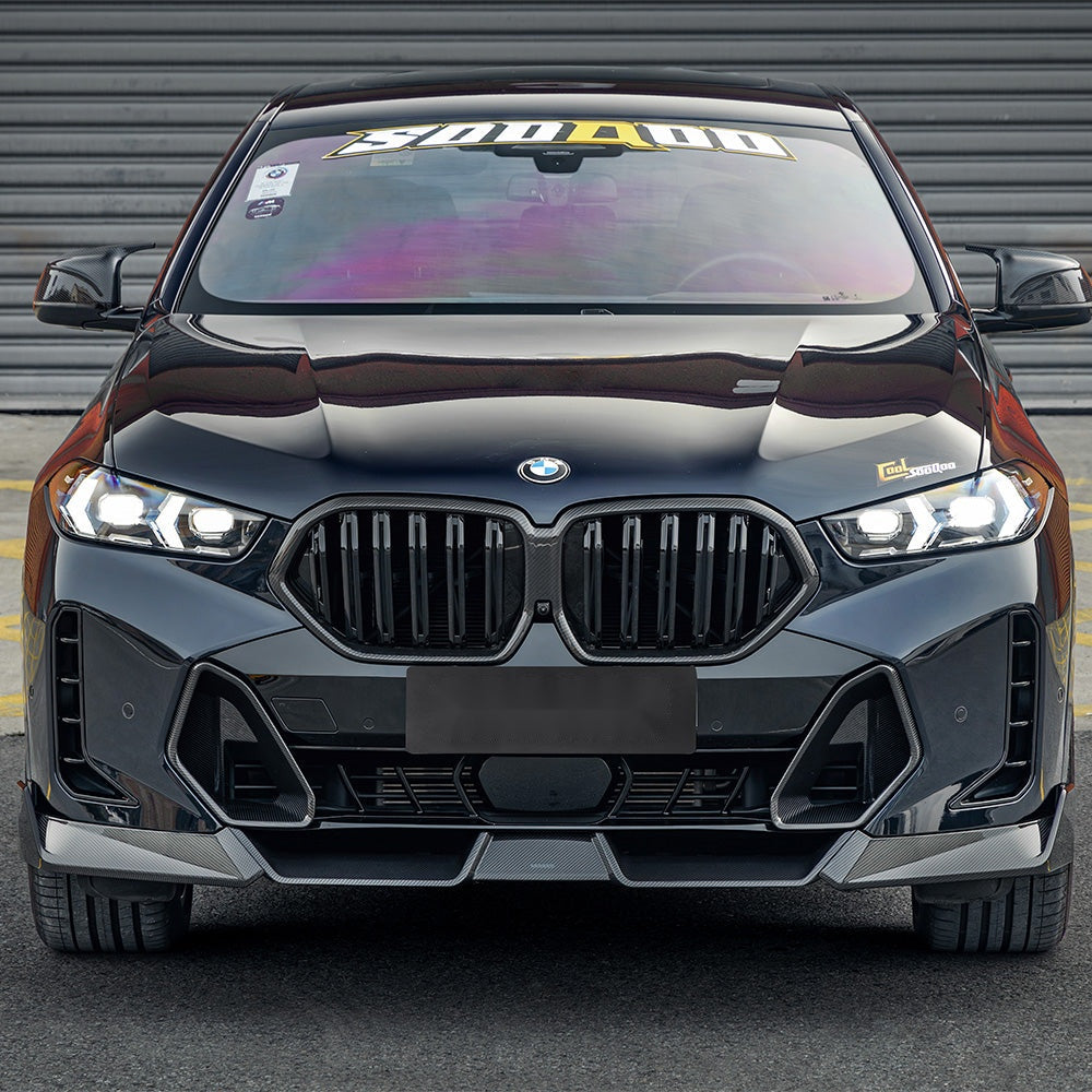 BMW X6 G06 Facelift Carbon Fibre Front Lip - prepreg dry carbon OEM fitment upgrade