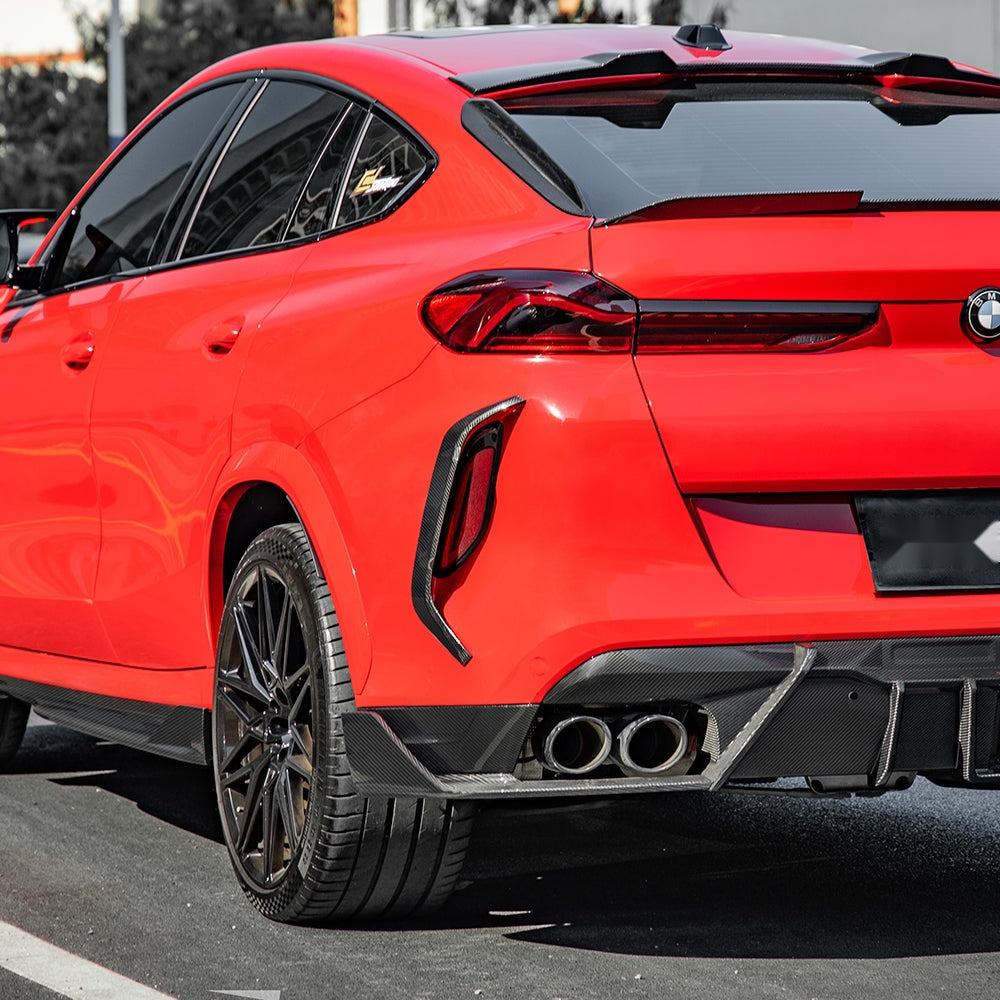 BMW X6M F96 Prepreg Carbon Fibre Rear Bumper Insert - gloss finish OEM fitment upgrade