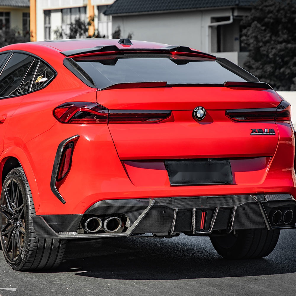 BMW X6M F96 Prepreg Carbon Fibre Rear Diffuser with Integrated Brake Light - OEM fitment upgrade