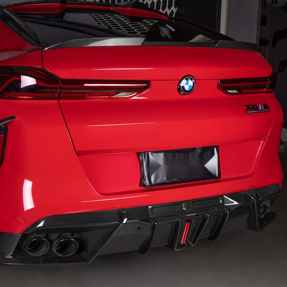 BMW X6M F96 Prepreg Carbon Fibre Rear Diffuser with Integrated Brake Light - OEM fitment upgrade