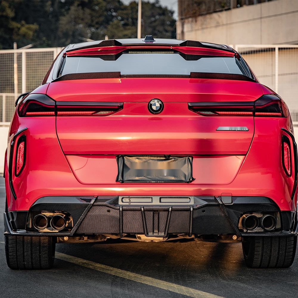 BMW X6M F96 Carbon Fibre Top Spoiler - prepreg roofline upgrade with gloss finish