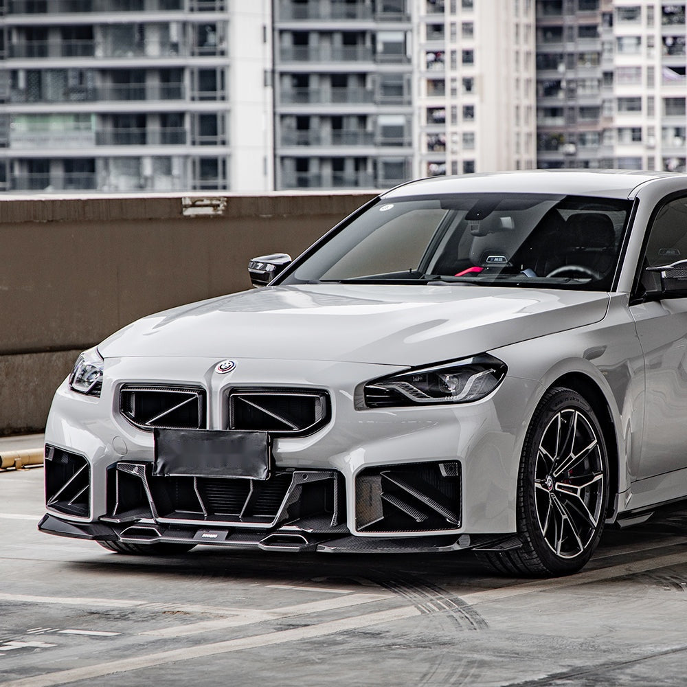 BMW M2 G87 Prepreg Carbon Fibre Front Lip - aggressive dual air inlet splitter upgrade