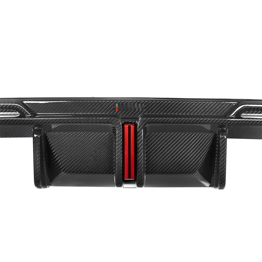BMW M3 G80 Prepreg Carbon Fibre Rear Diffuser with Integrated Brake Light - aggressive rear aero upgrade