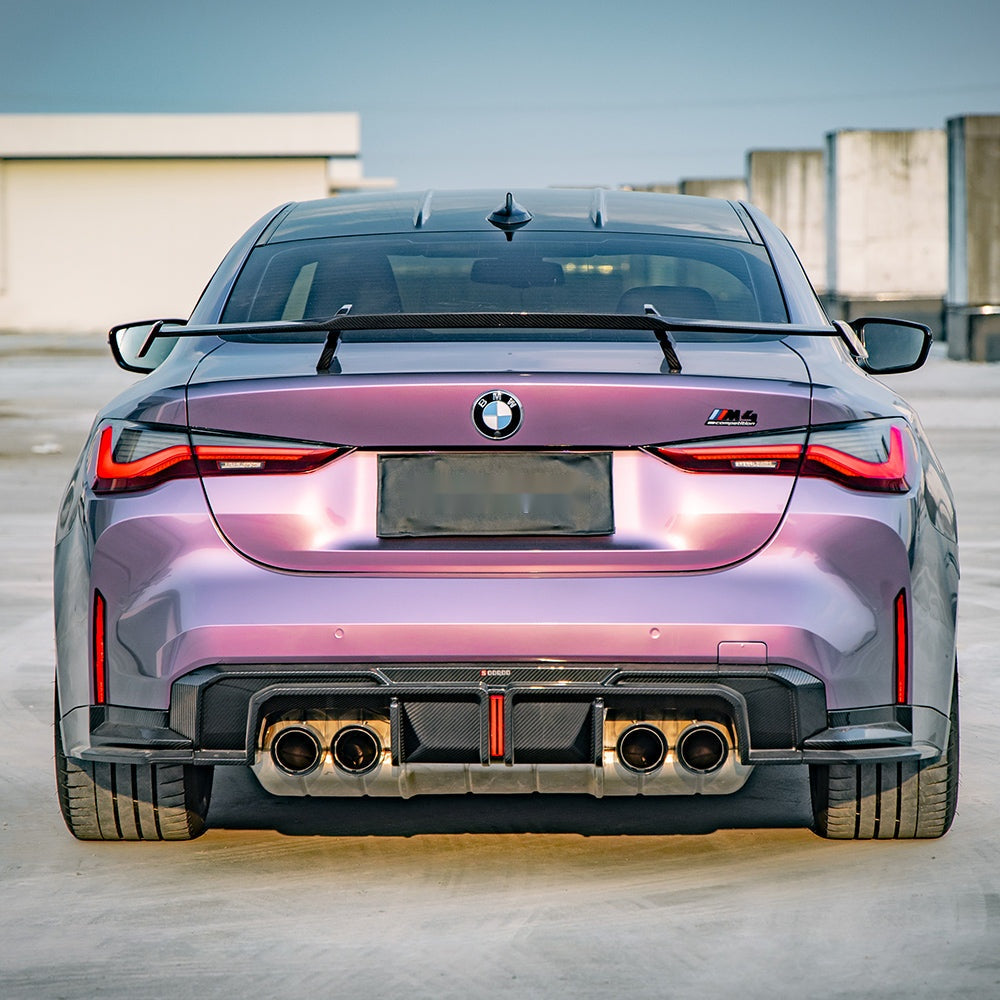 BMW M4 G82 Prepreg Carbon Fibre Rear Diffuser with Integrated Brake Light - aggressive rear upgrade