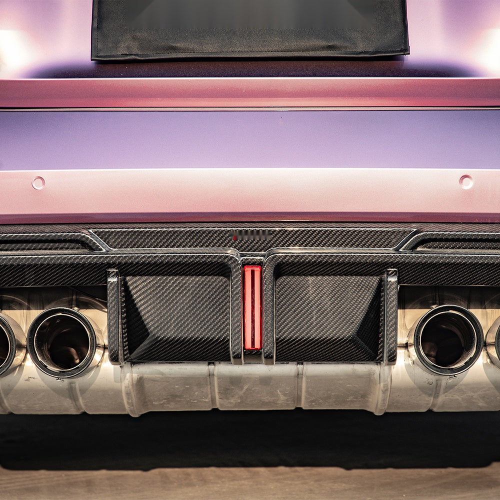 BMW M4 G82 Prepreg Carbon Fibre Rear Diffuser with Integrated Brake Light - aggressive rear upgrade