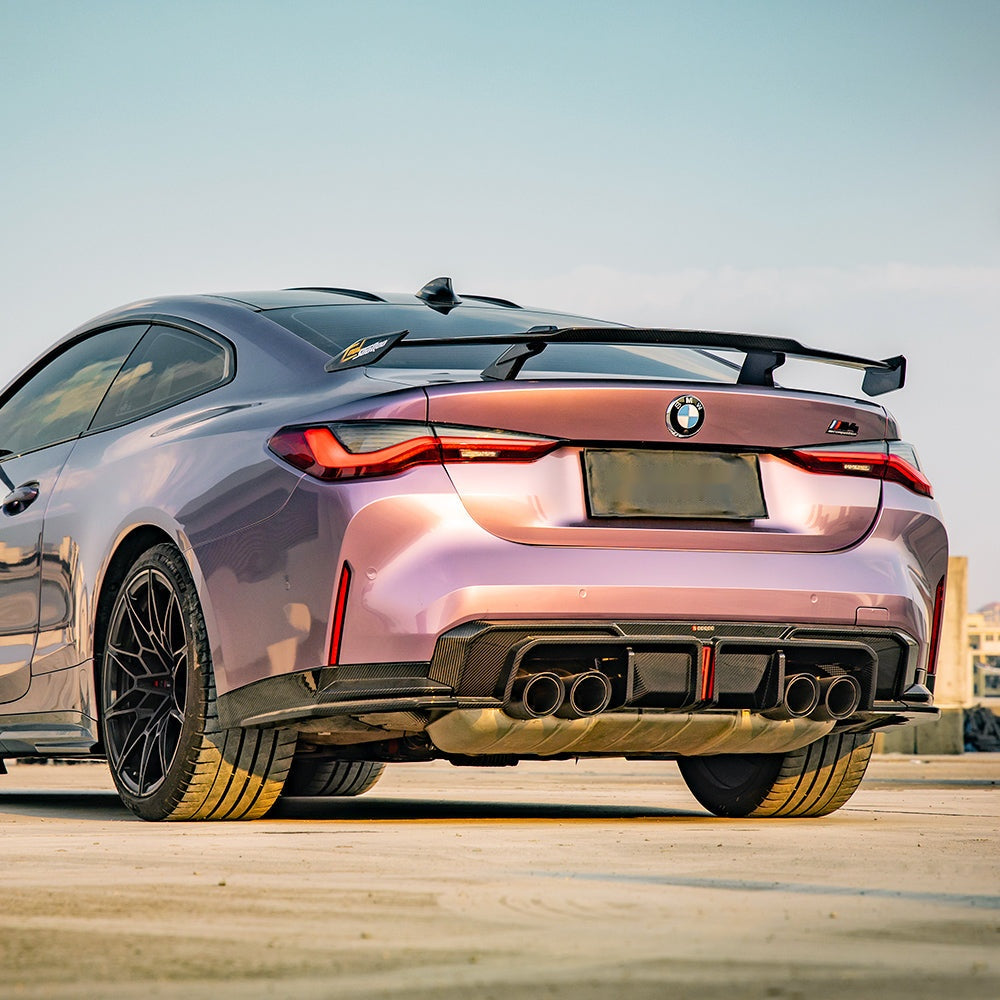 BMW M4 G82 Prepreg Carbon Fibre Rear Diffuser with Integrated Brake Light - aggressive rear upgrade