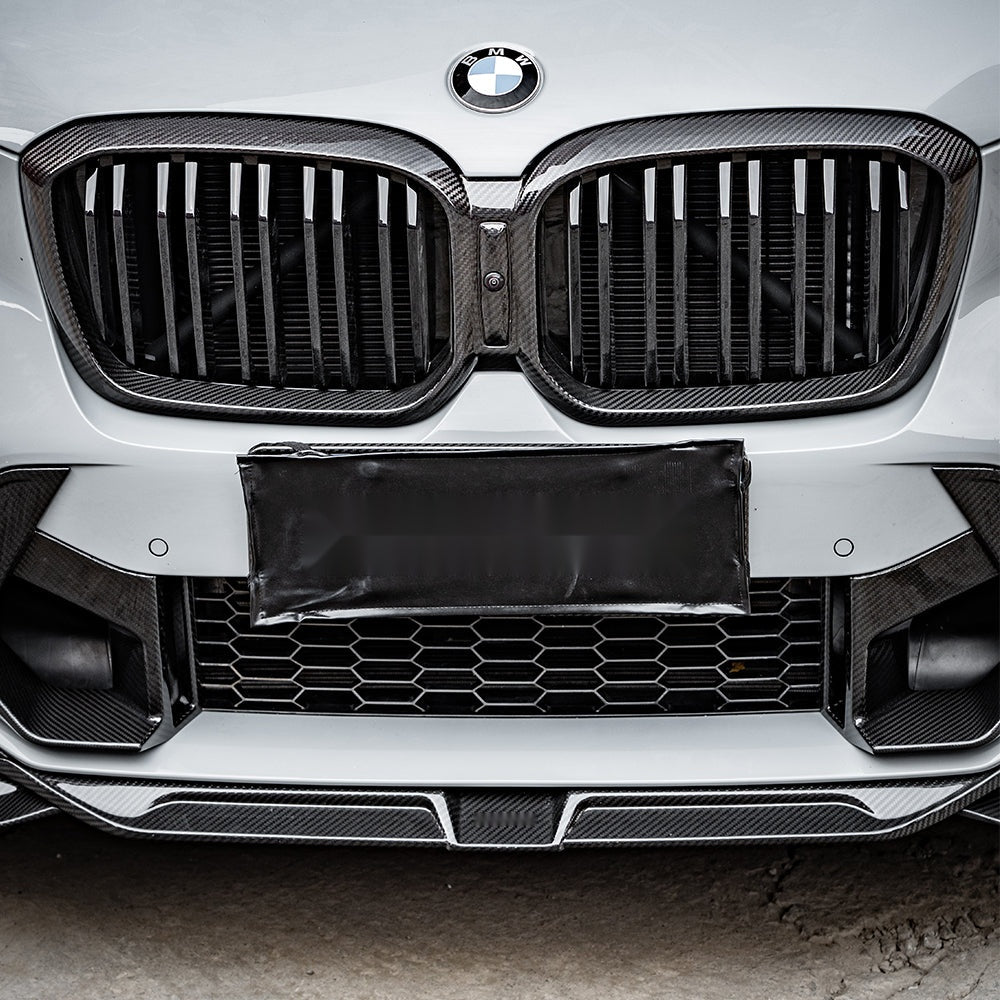 BMW X3M F97 LCI Prepreg Carbon Fibre Front Lip with dual side winglets - precision 3D scanned fitment
