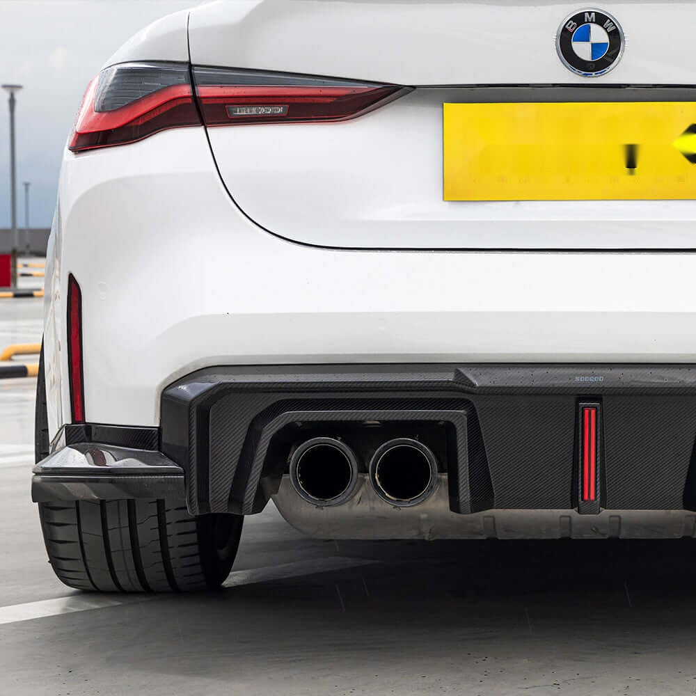 BMW M4 G82 G83 Prepreg Carbon Fibre Rear Diffuser with Brake Light - aggressive motorsport styling upgrade