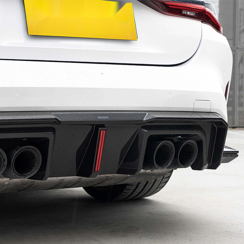 BMW M4 G82 G83 Prepreg Carbon Fibre Rear Diffuser with Brake Light - aggressive motorsport styling upgrade