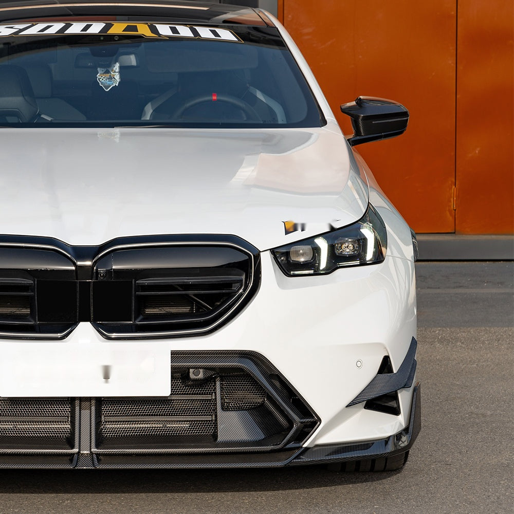 BMW M5 G90 Prepreg Carbon Fibre Front Lip with dual winglets - aggressive aerodynamic upgrade