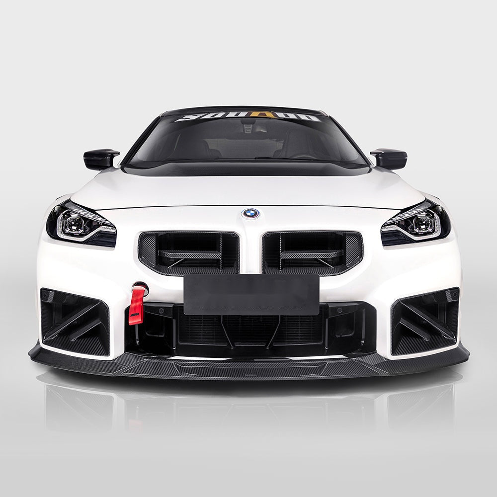 BMW M2 G87 Prepreg Carbon Fibre Front Lip - V3 one-piece splitter with OEM fitment