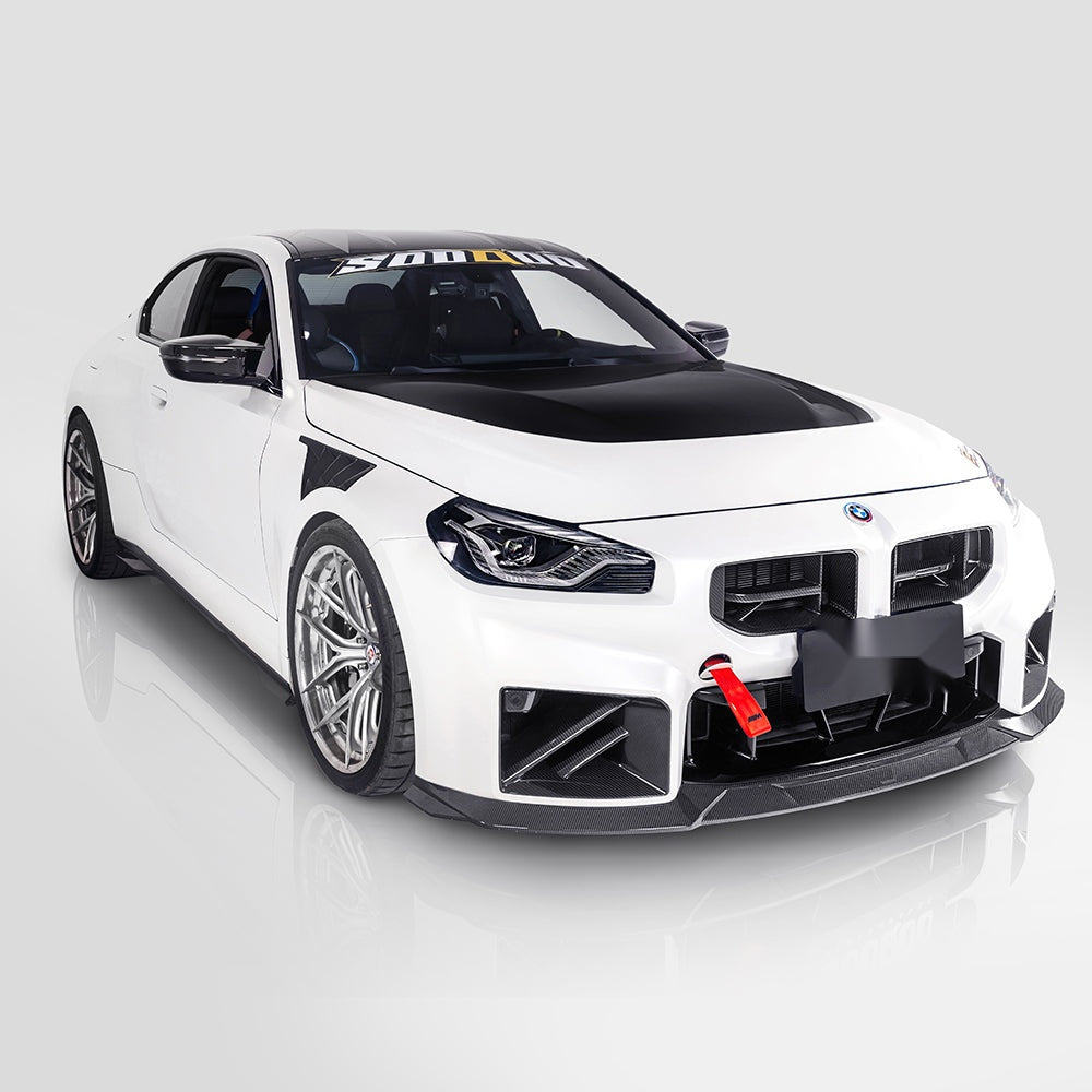 BMW M2 G87 Prepreg Carbon Fibre Front Lip - V3 one-piece splitter with OEM fitment