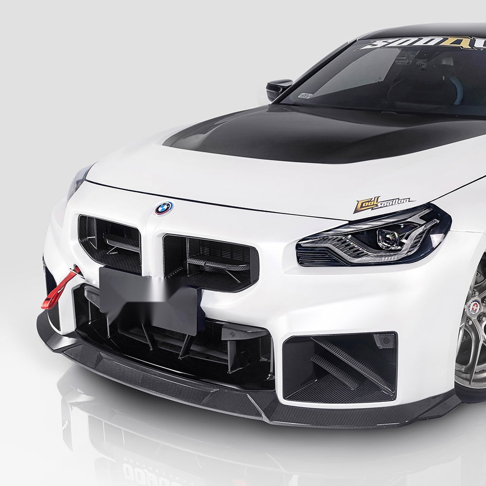 BMW M2 G87 Prepreg Carbon Fibre Front Lip - V3 one-piece splitter with OEM fitment