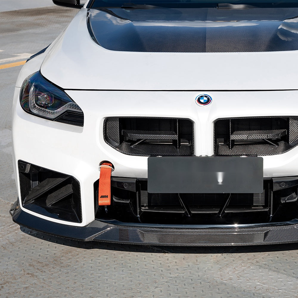 BMW M2 G87 Prepreg Carbon Fibre Front Lip - V3 one-piece splitter with OEM fitment